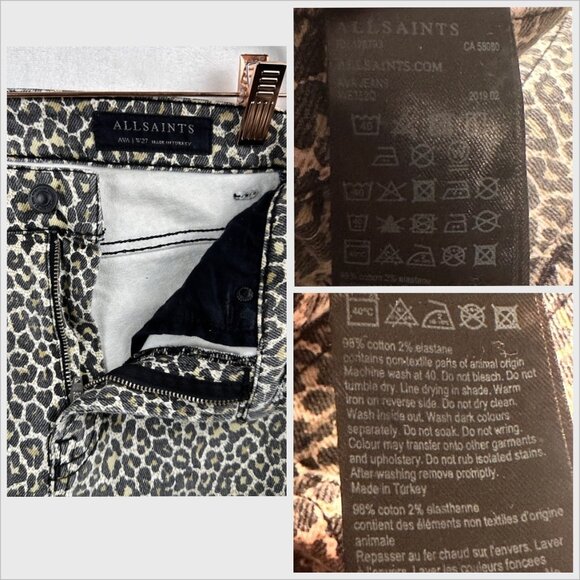 All Saints Womens Ava Straight Jeans Leopard Sz 27 - Picture 12 of 12